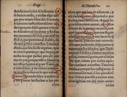 El viaje de Jesusalén. Francisco Guerrero (Sevilla, 1592), fols. 21v-22r. [GB-Lbl]