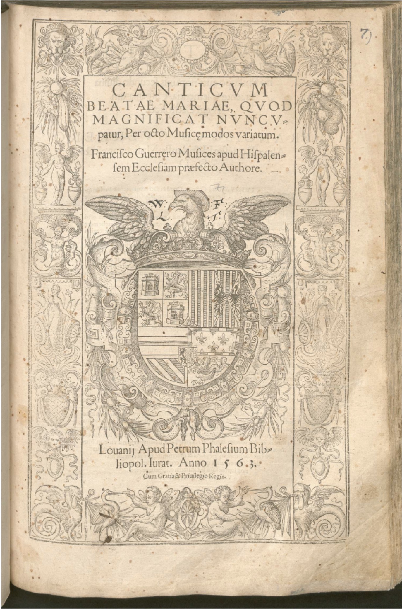 Title page. <em>Canticum Beatae Mariae </em>. Francisco Guerrero [D-Mbs 2 Mus.pr. 30(7)]