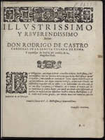 Dedicatoria. Canciones y villanescas espirituales. (Venecia: Giacomo Vincenzi, 1589) [G 4876]. Francisco Guerrero