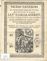 Sacras cantadas... Ignacia Andreu (1724)